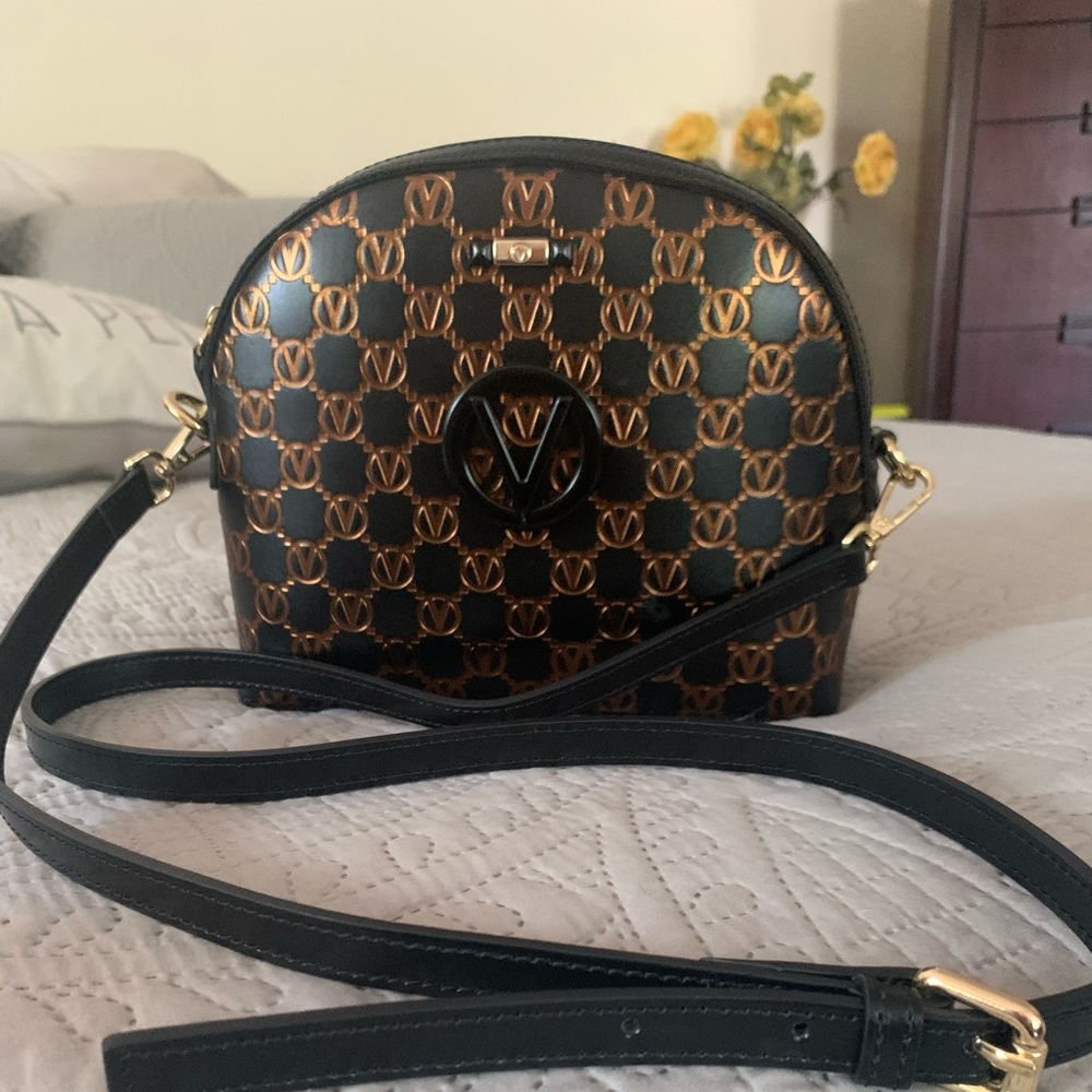 Valentino - Diana Monogram leather 
Crossbody Bag In Black